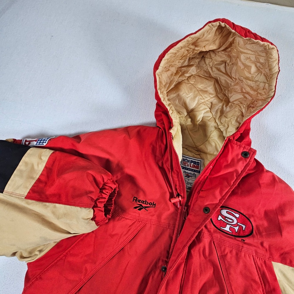 Reebok San Francisco 49ers Parka Mens Medium Red Vintage NFL Pro Line Jacket
